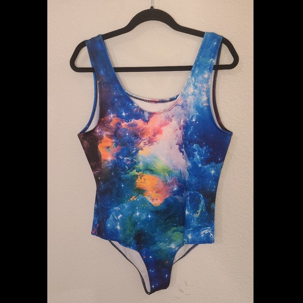 INTO THE AM Galaxy Leotard Bodysuit Swimsuit Womens 2XL